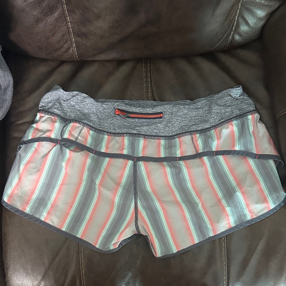 Striped Gray and Pink Women's Shorts - Picture 2 of 4